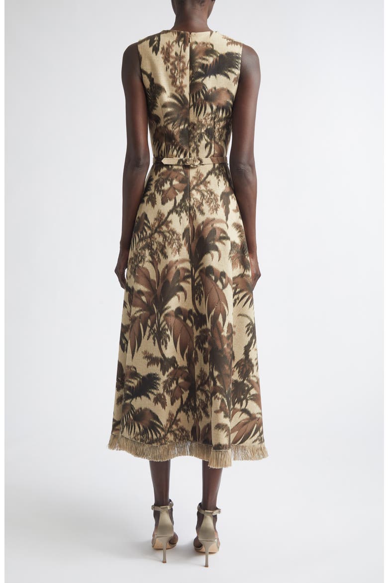 Chiné Palm Leaves Print Dress, Alternate, color, ESPRESSO/ IVORY