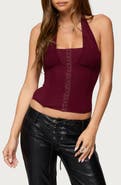 EDIKTED Rosalina Mesh Halter Corset Top
