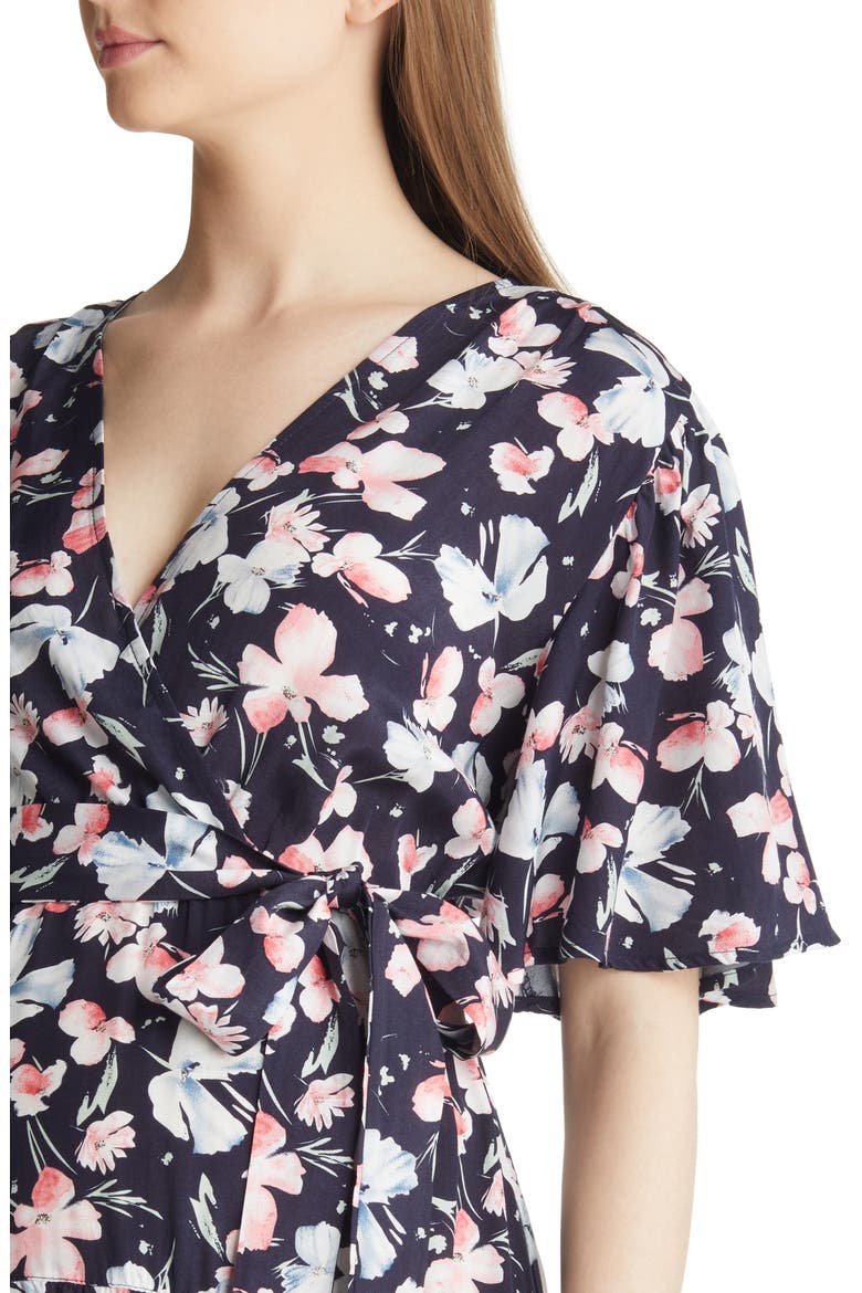 Floral Faux Wrap Maternity Maxi Dress, Alternate, color, NAVY