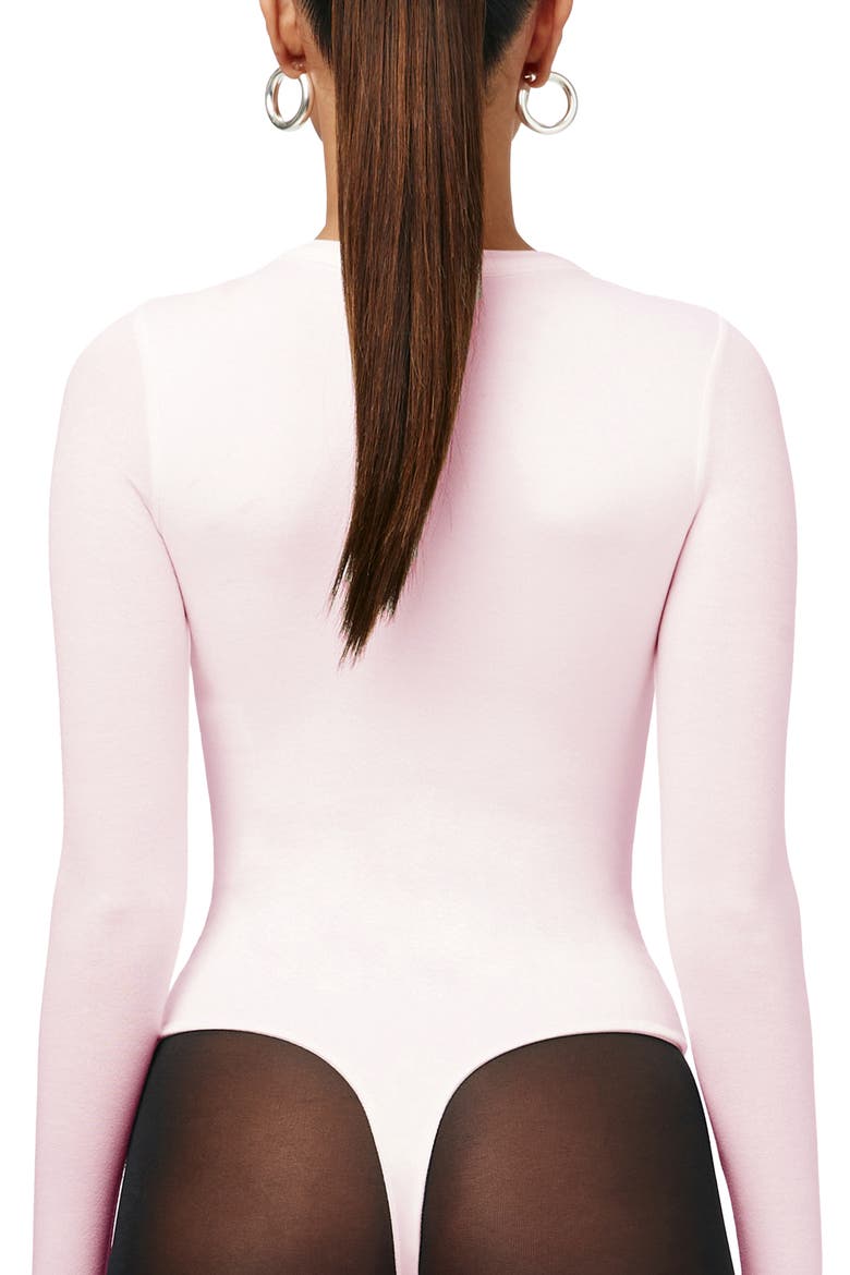 Sculpt Crewneck Bodysuit, Alternate, color, PINK FROSTING
