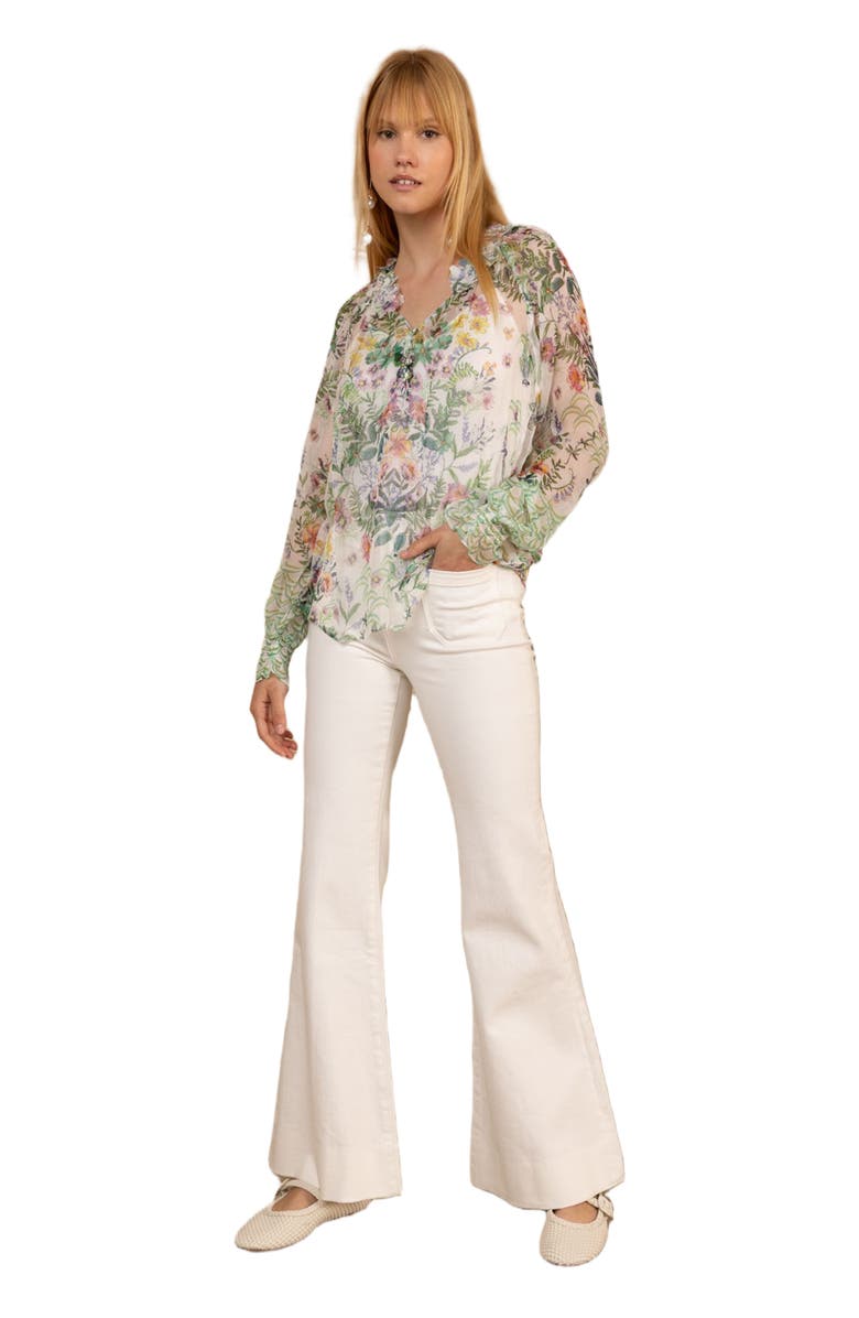 Hale Bob Monica Silk Floral Applique Top, Main, color, 