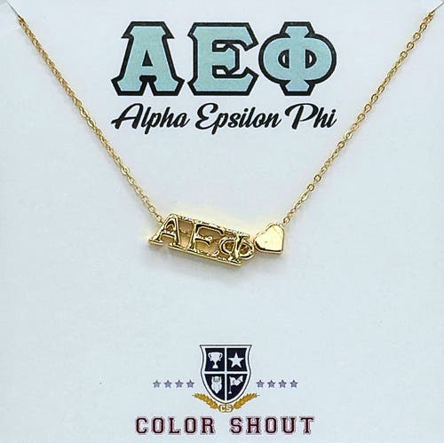 Color Shout Alpha Epsilon Phi Sorority Gold Heart Necklace in Yellow Gold  product