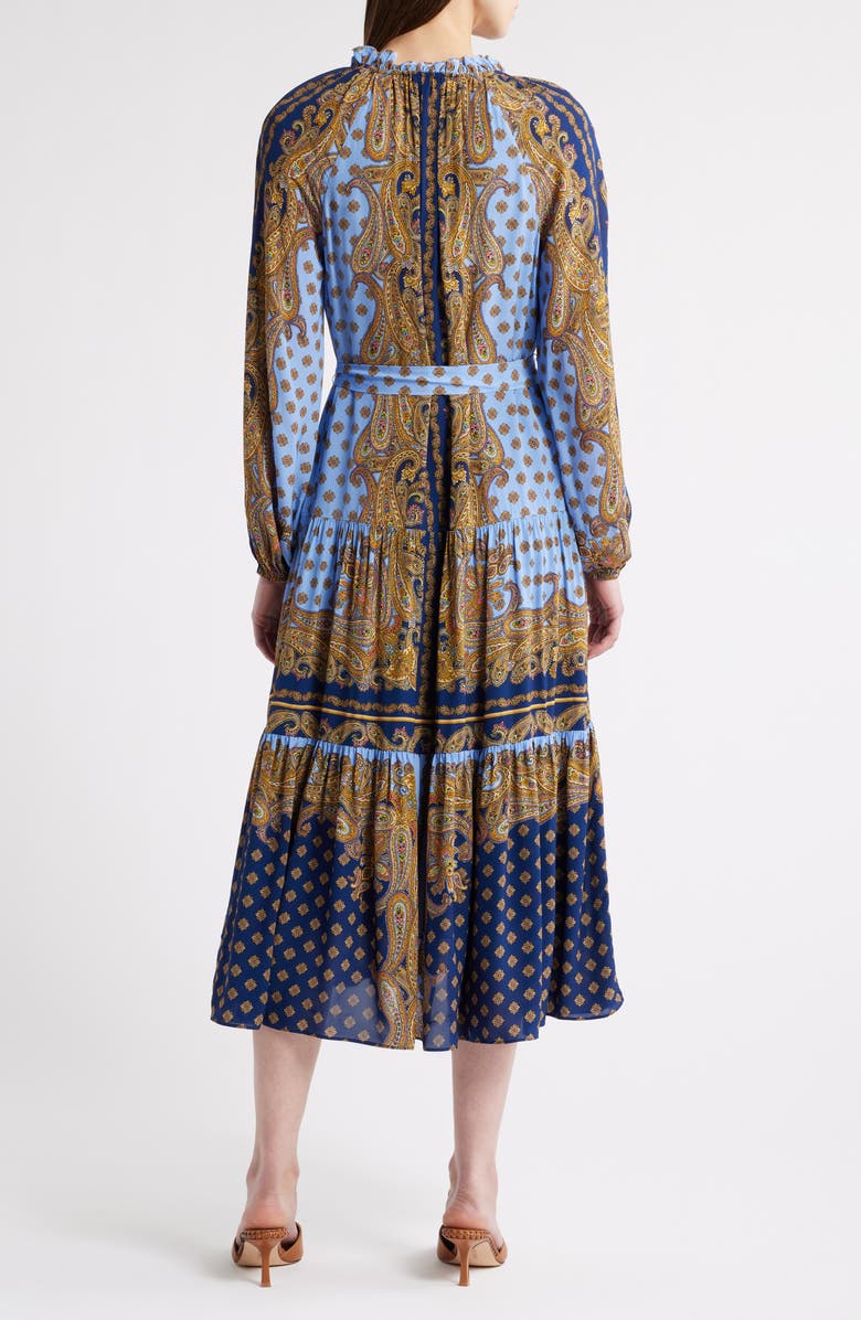 Elie Tahari The Sienna Paisley Long Sleeve Tiered Dress, Alternate, color, 