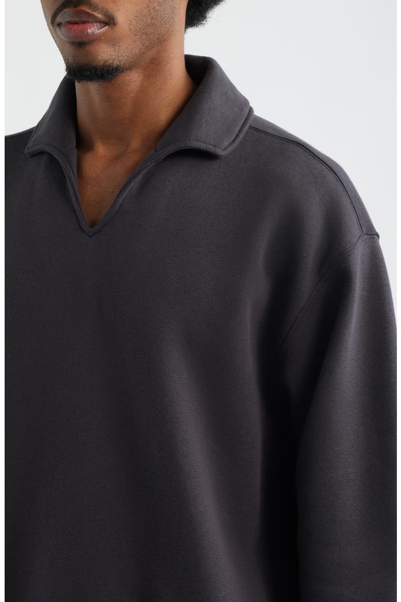 Polo Collar Cotton Blend Sweatshirt, Alternate, color, BLACK FADED