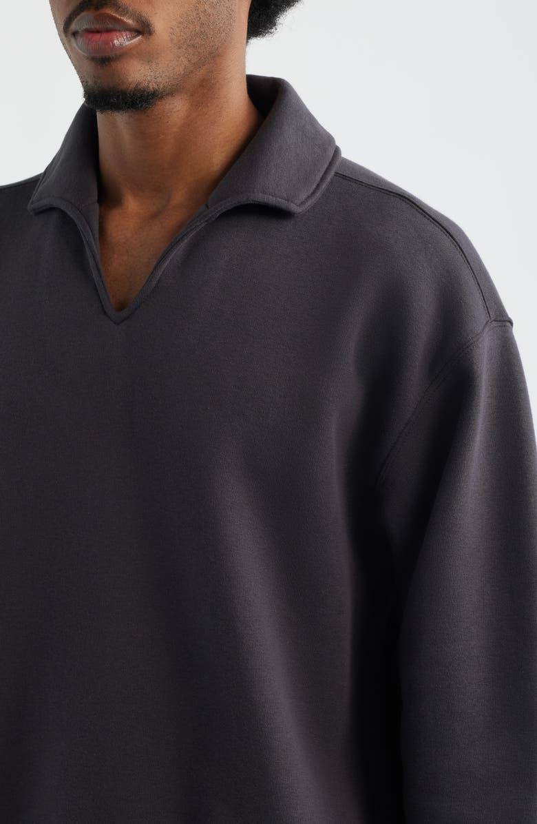 BP. Polo Collar Cotton Blend Sweatshirt, Alternate, color, Black Faded