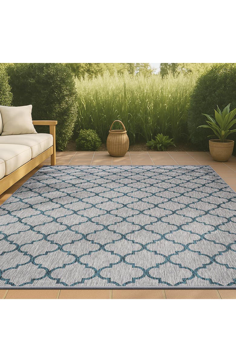 JONATHAN Y Galon Filigree Indoor/Outdoor Area Rug, Alternate, color, Gray/Teal