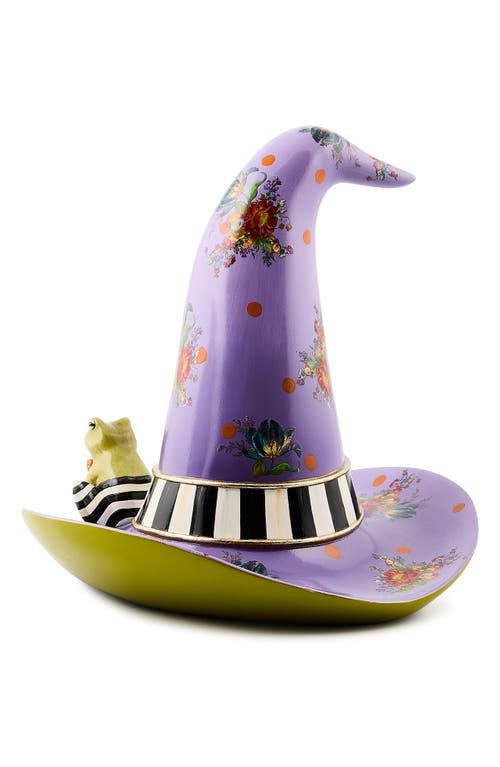 Mackenzie-childs Mackenzie Childs Fergal The Frog Witch's Hat Halloween Figurine In Purple