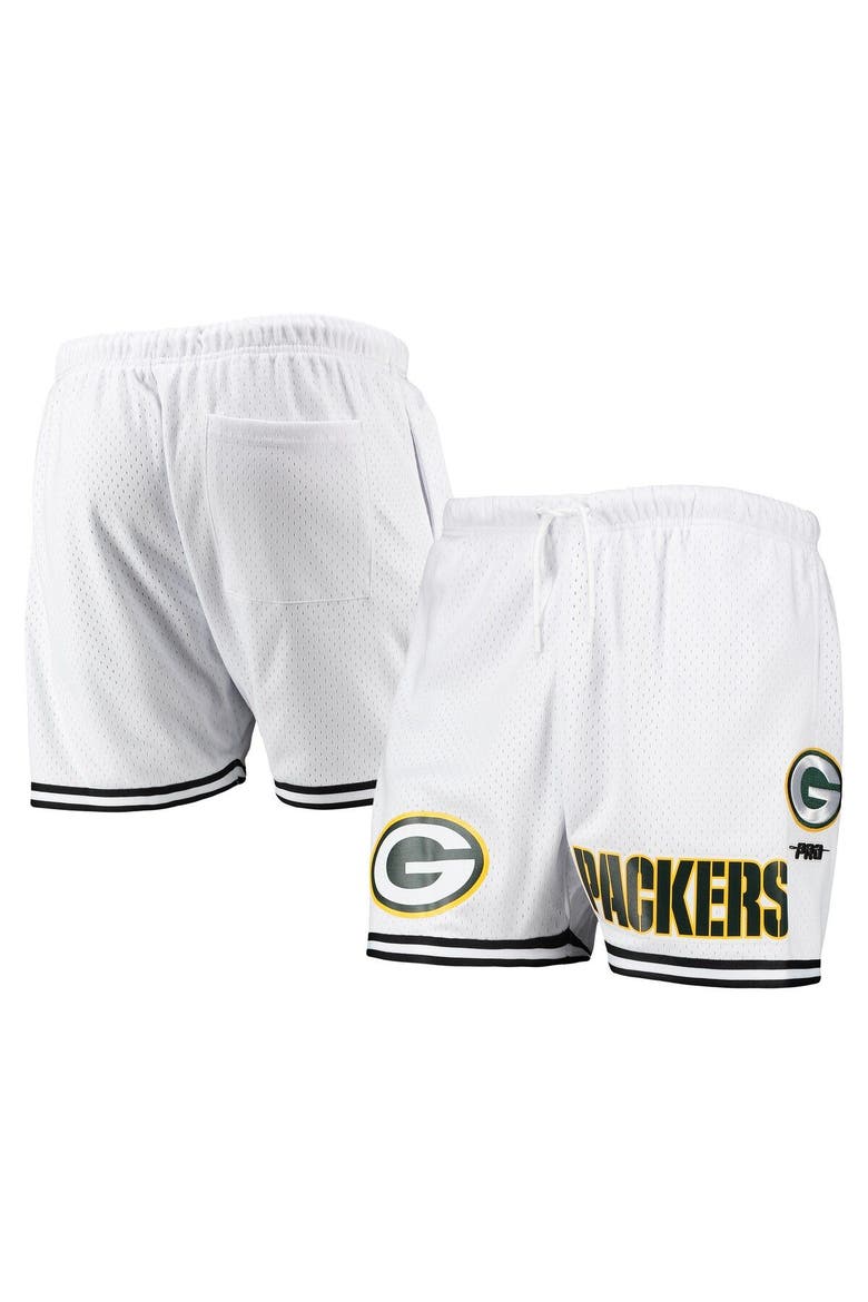 Men's Pro Standard White/Black Green Bay Packers Mesh Shorts, Main, color, White