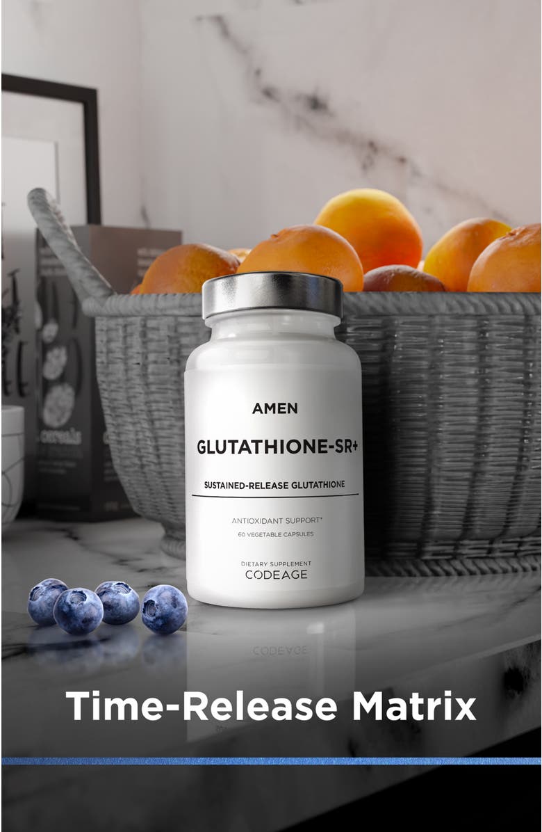 Codeage Amen Glutathione-SR+ Reduced L-Glutathione Supplement, Alternate, color, White