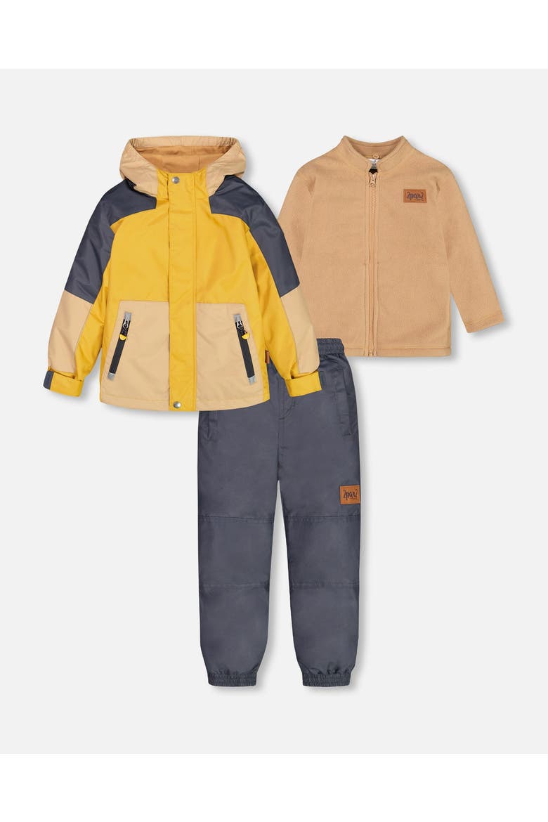 Little Boy's 3 In 1 Mid Season Set Colorblock Yellow, Beige And Gray, Main, color, Yellow, Beige And Grey