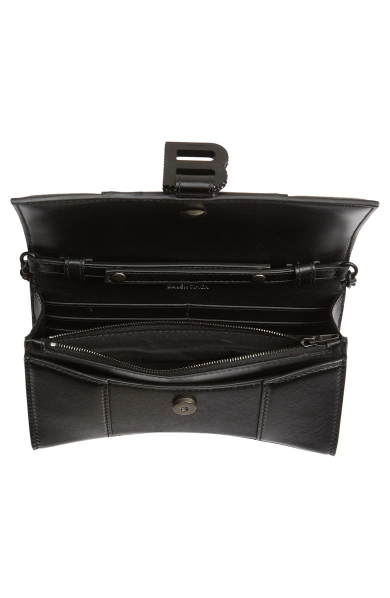 Balenciaga Hourglass Leather Wallet on a Chain, Alternate, color, 