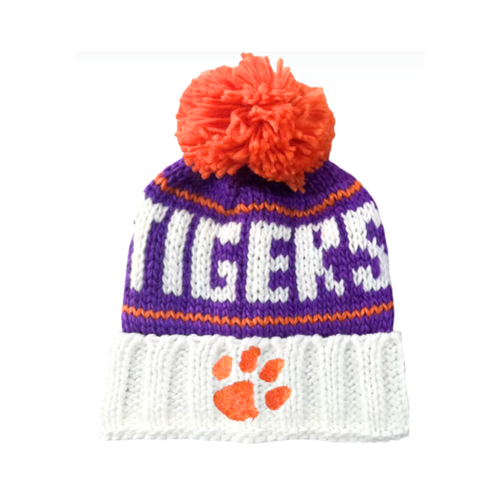 Bits & Bows Clemson Bobble Hat In Multi