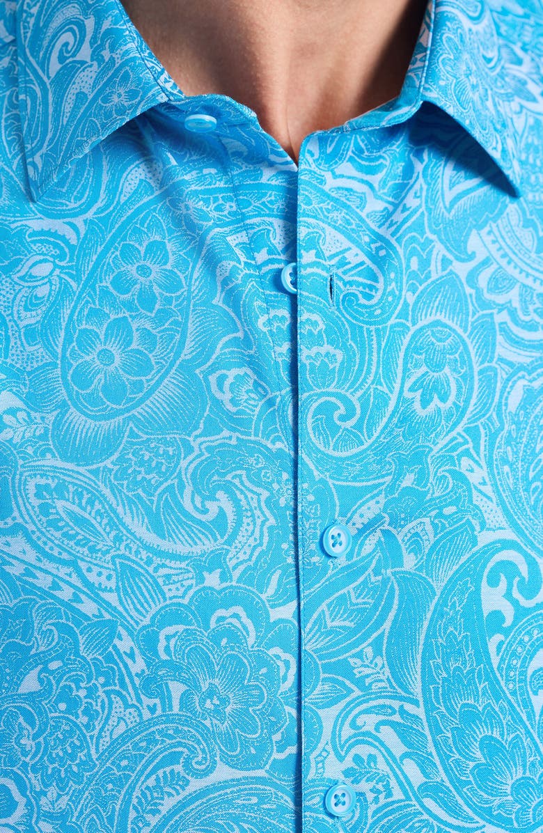 Robert Graham Hudson Floral Print Button-Up Shirt, Alternate, color, Blue