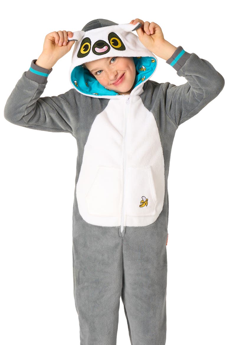 Kids' Lemur One Piece Hooded Jumpsuit, Alternate, color, GREY
