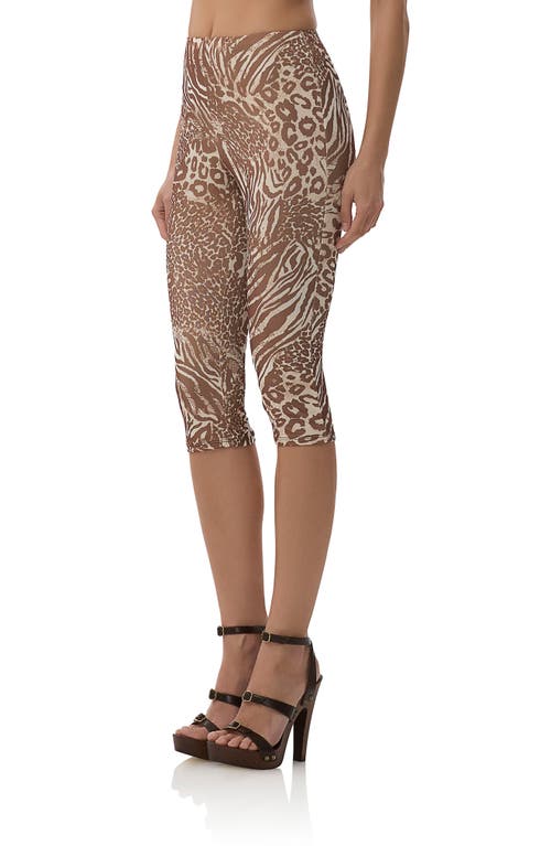 Afrm Gianna Capri Leggings In Taupe Animal
