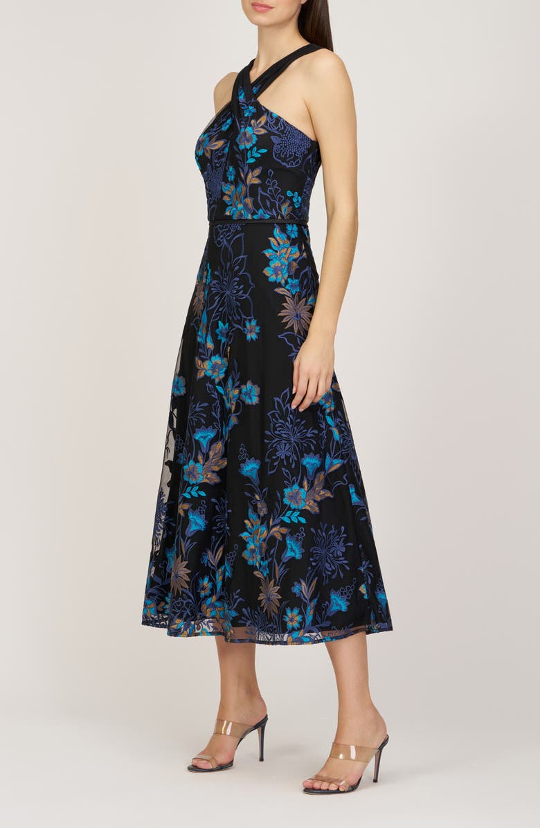 JS Collections Maggie Embroidered Sleeveless Gown, Alternate, color, Black Multi