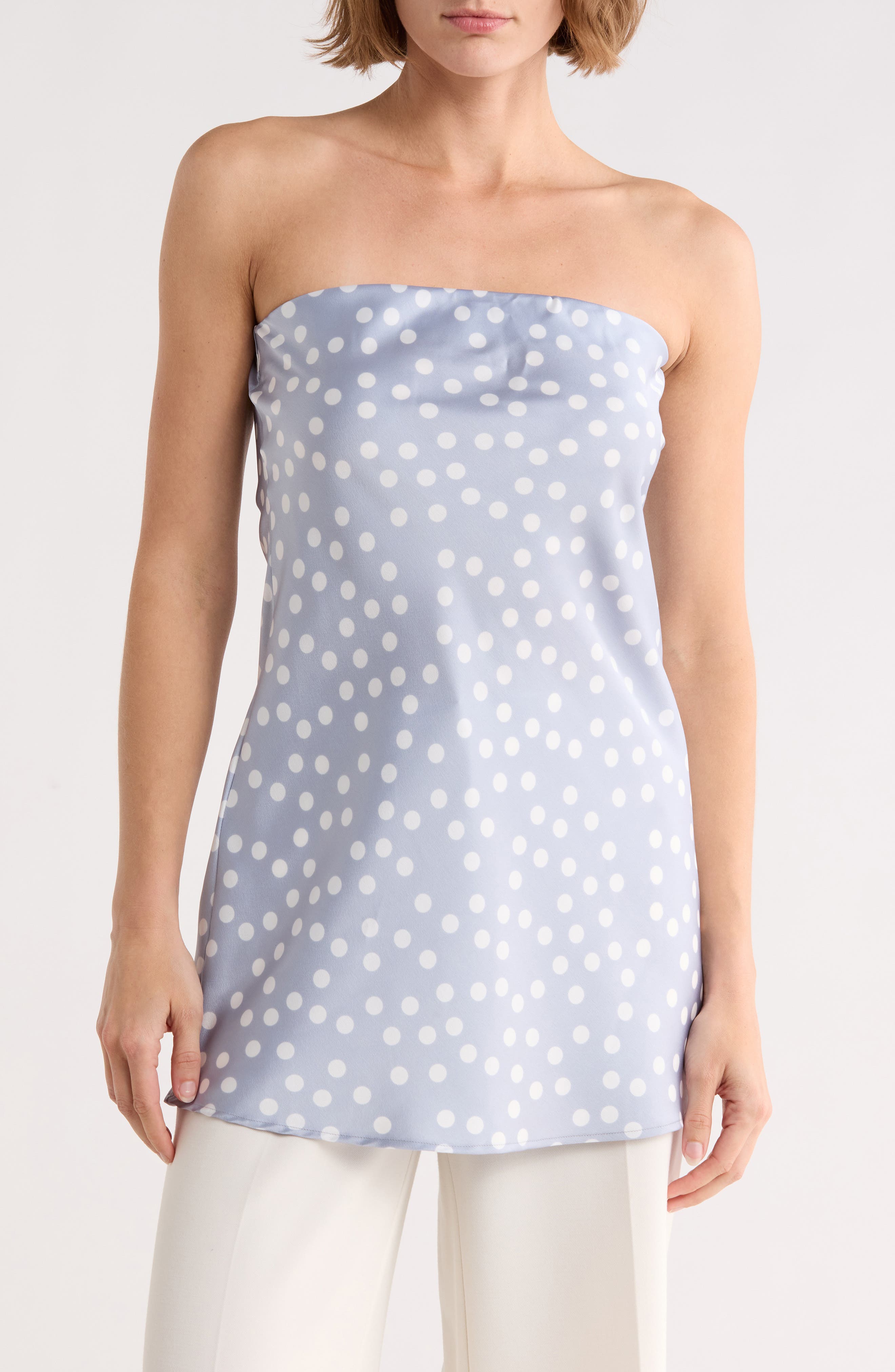 Polka Dot Strapless Tunic Top