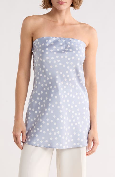 Polka Dot Strapless Tunic Top