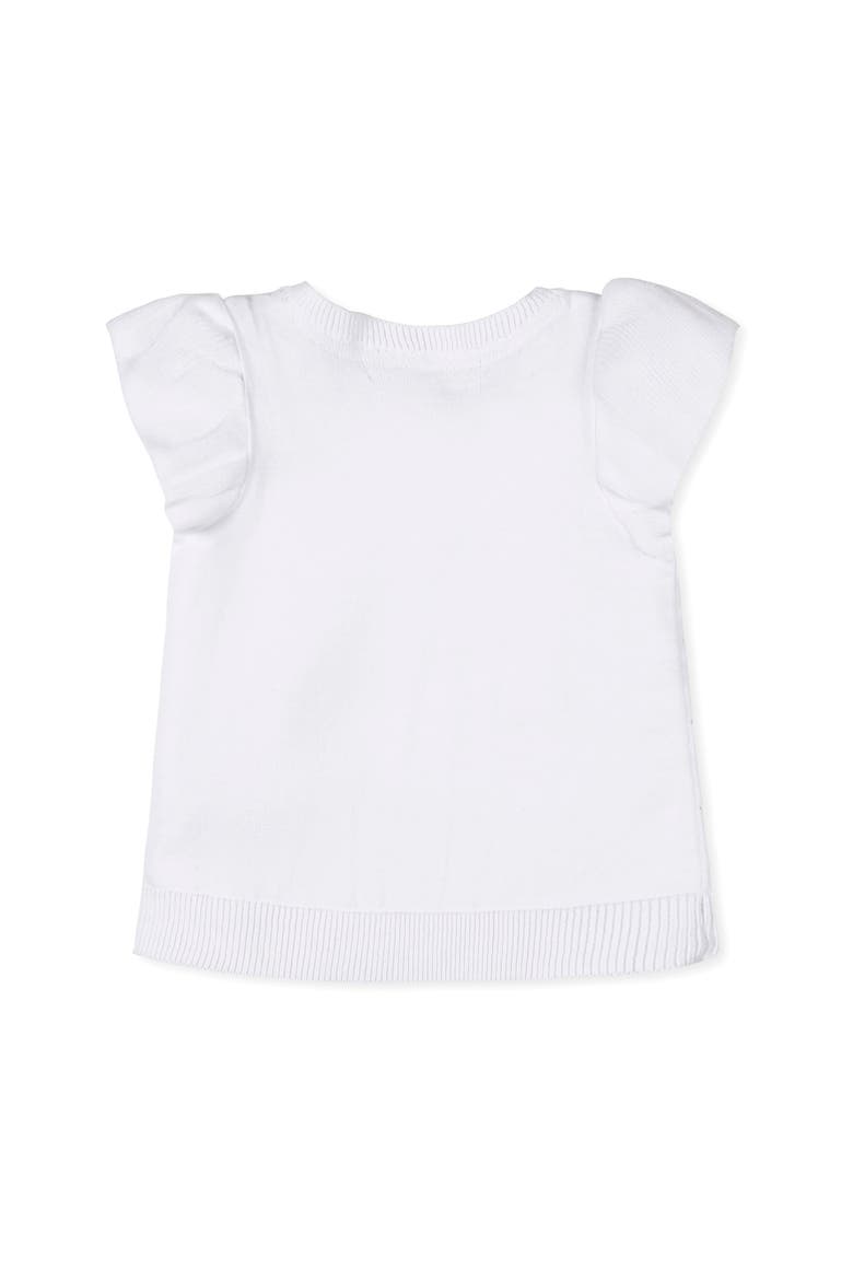 Kids' Organic Ruffle Sleeve Pointelle Sweater, Alternate, color, White Pointelle w/ Embroidery