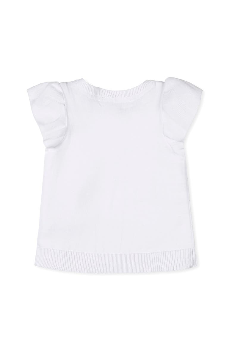 Hope & Henry Kids' Organic Ruffle Sleeve Pointelle Sweater, Alternate, color, White Pointelle And Embroidery