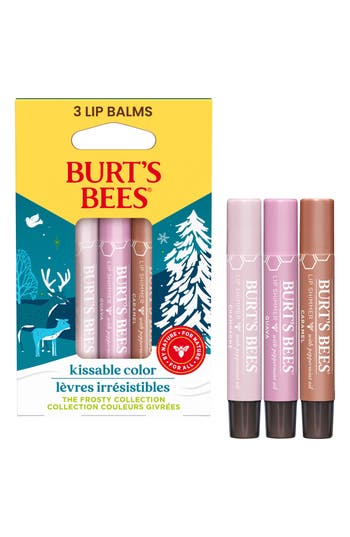 Burt's Bees Kissable Color Frosty Collection Lip Shimmer Gift Set In White