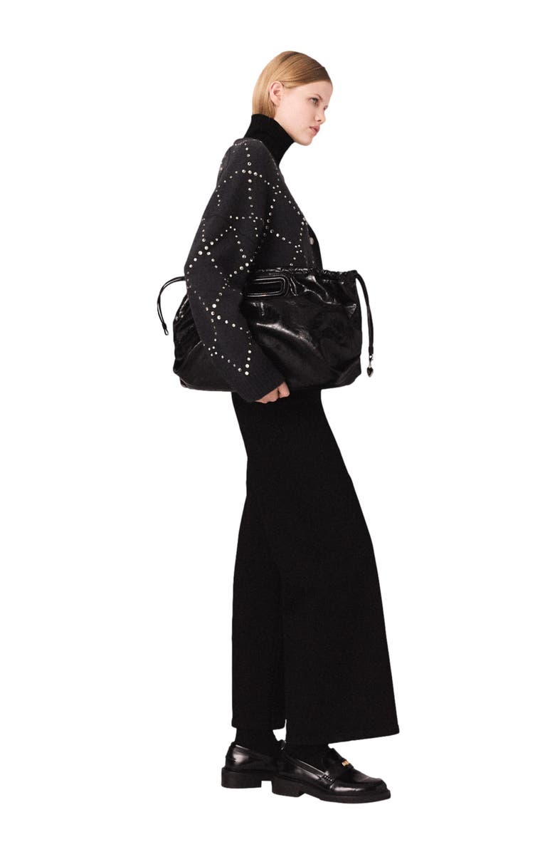 maje Rhinestone check cardigan, Alternate, color, Grey