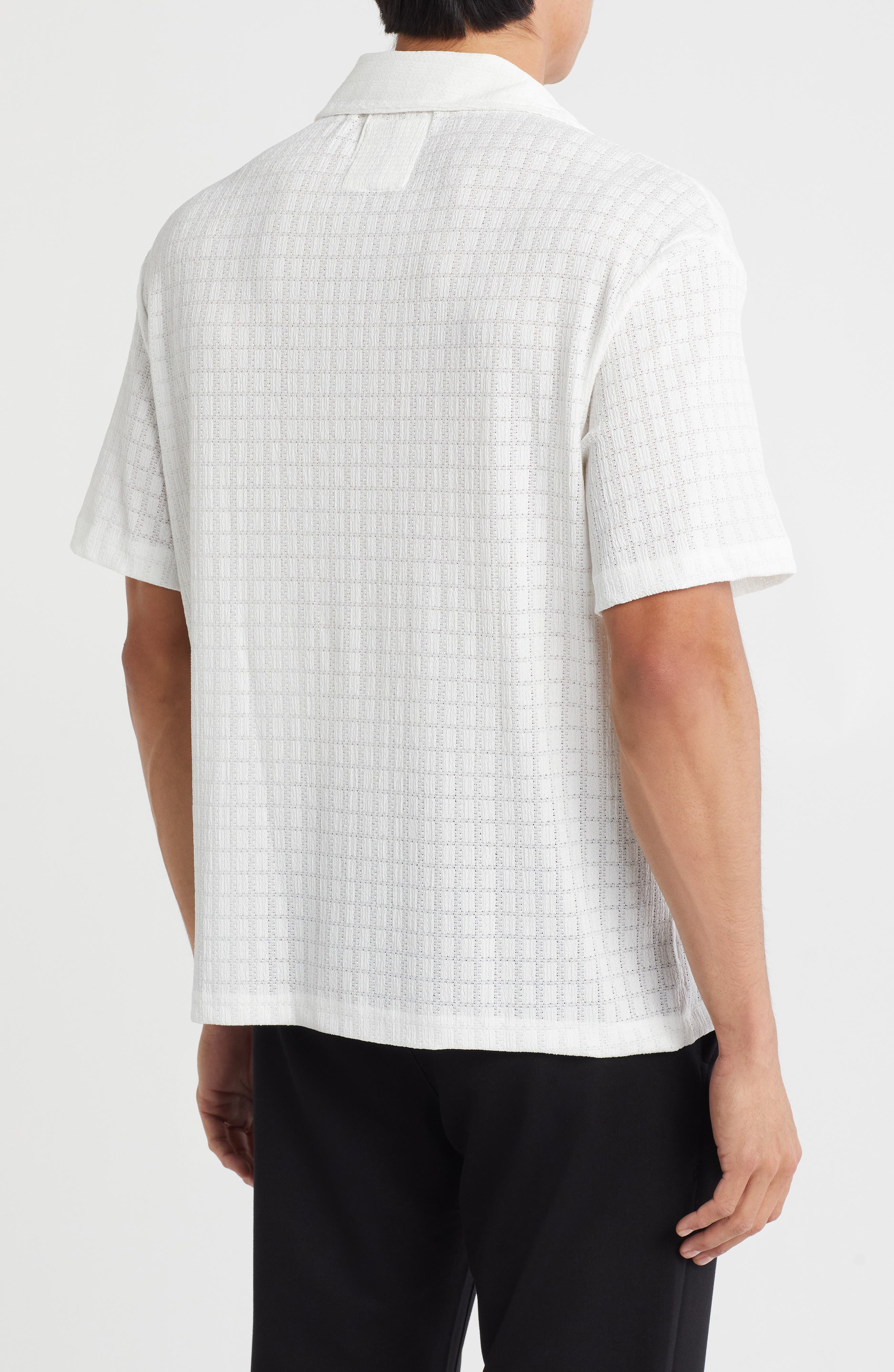 Textured Short Sleeve Button-Up Shirt - image 2