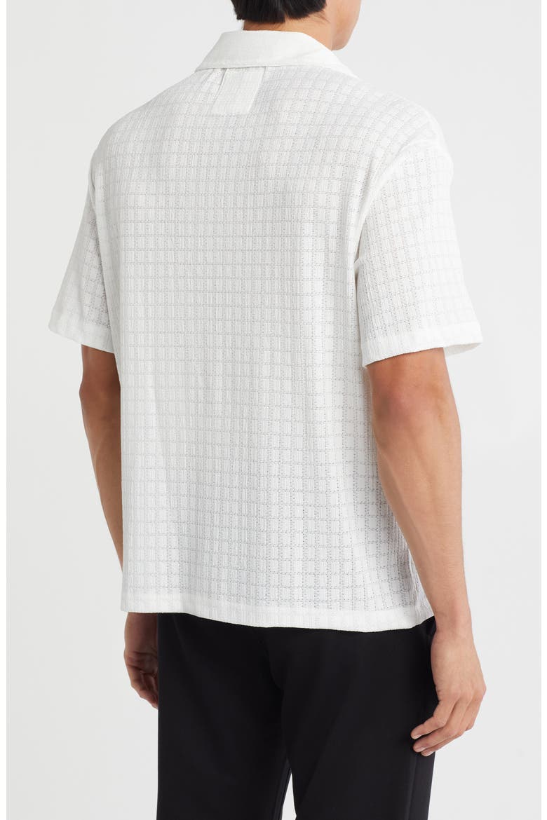 Textured Short Sleeve Button-Up Shirt, Alternate, color, WHITE