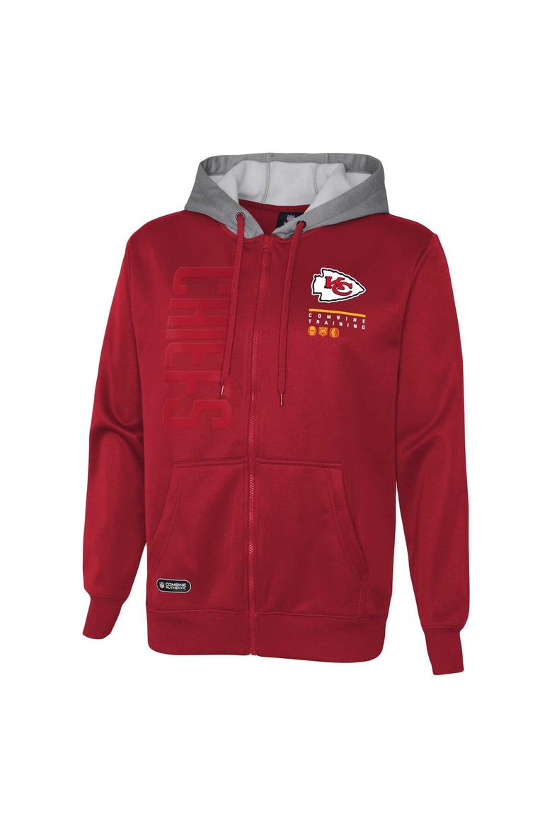 Men's Red Kansas City Chiefs Combine Authentic Field Play Full-Zip Hoodie Sweatshirt, Alternate, color, Red