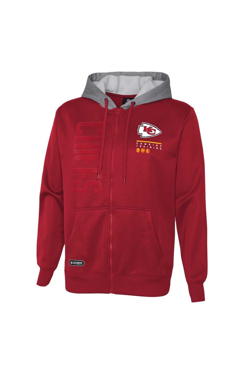 Outerstuff Men's Red Kansas City Chiefs Combine Authentic Field Play Full-Zip Hoodie Sweatshirt, Alternate, color, 