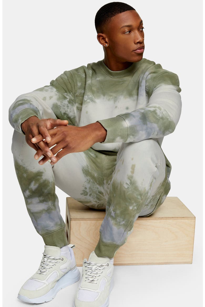 Tie Dye Crewneck Sweatshirt, Alternate, color, GREEN MULTI