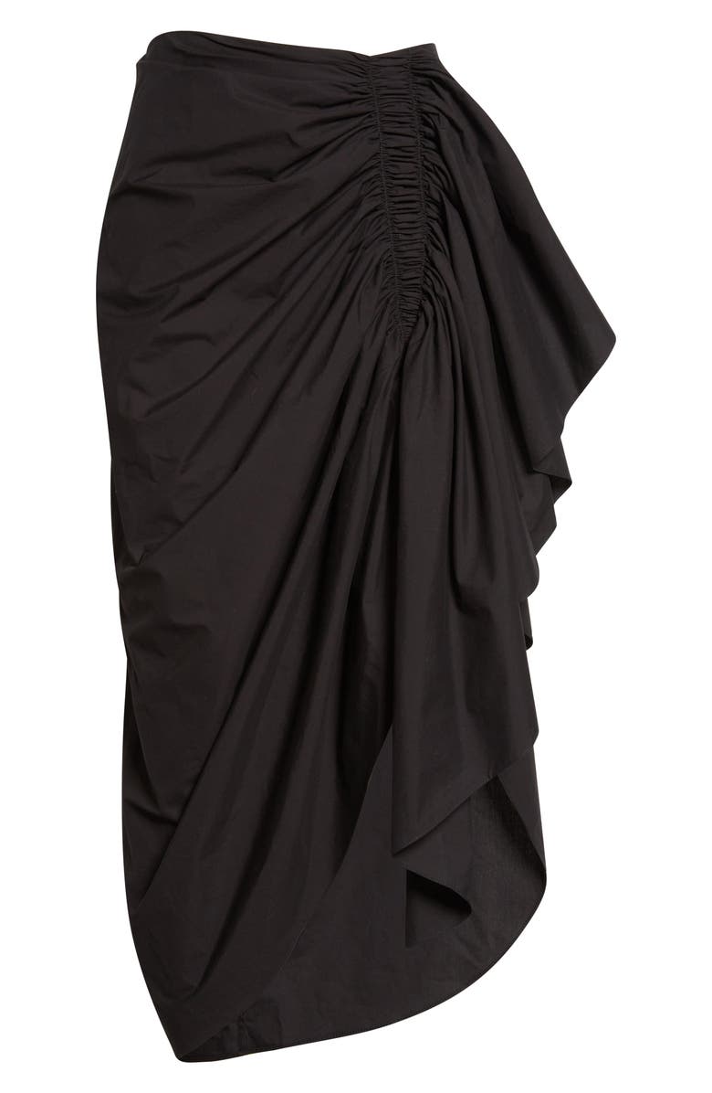 Michael Kors Collection Ruched Cotton Poplin Pareo Skirt, Main, color, Black