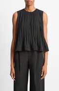 Vince Pleated Sleeveless A-Line Top