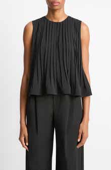 Vince Pleated Sleeveless A-Line Top