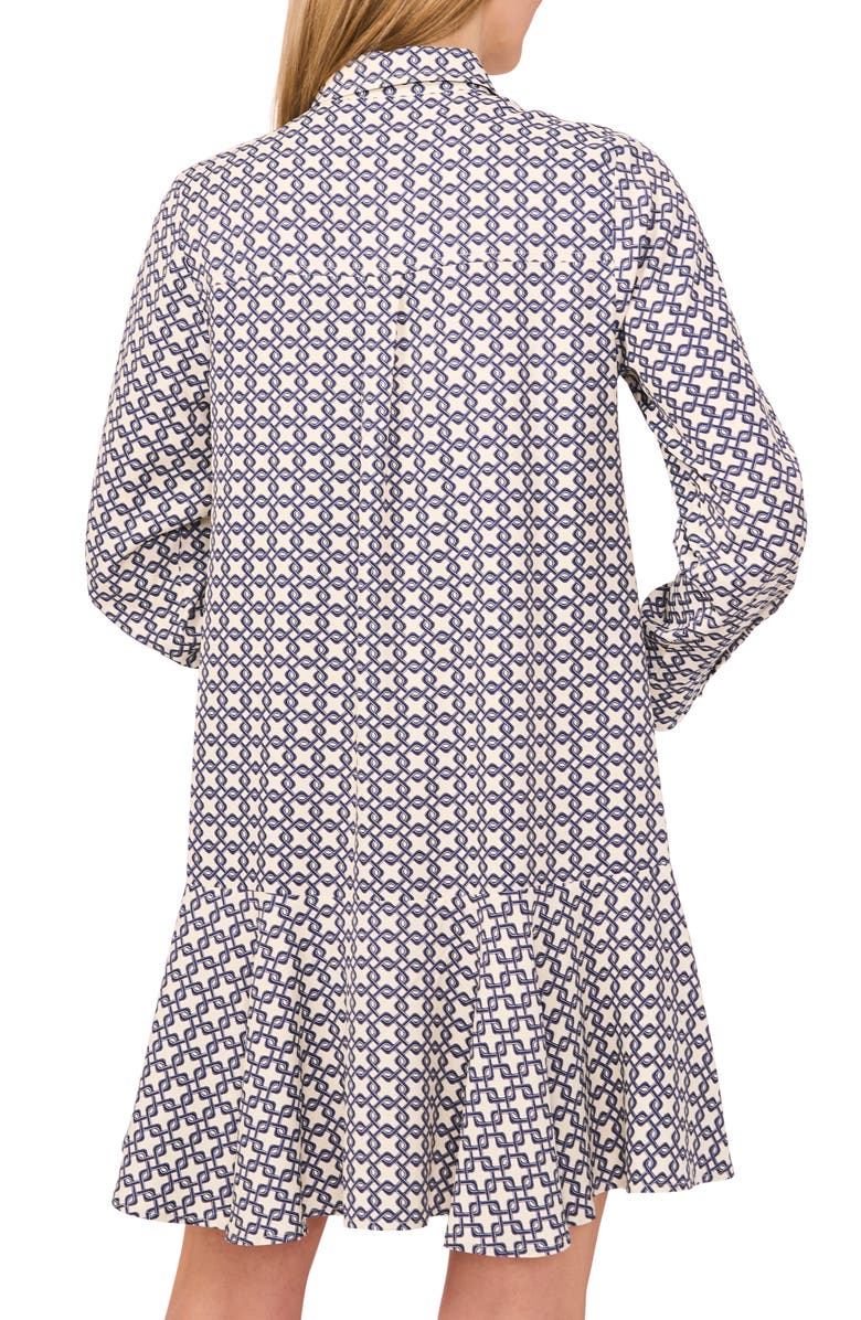 Ted Baker Geo Print Long Sleeve Mini Shirtdress, Alternate, color, Vanilla Ice