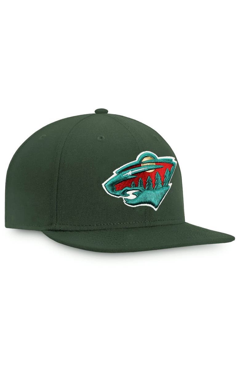 FANATICS Men's Fanatics Branded Green Minnesota Wild Core Primary Logo Fitted Hat, Alternate, color, 