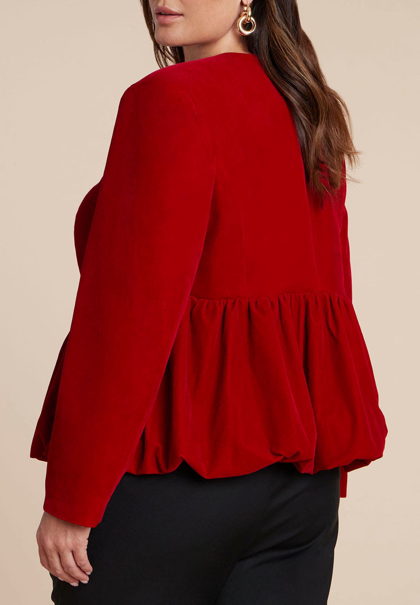 Velvet Peplum Bubble Hem Jacket - image 2