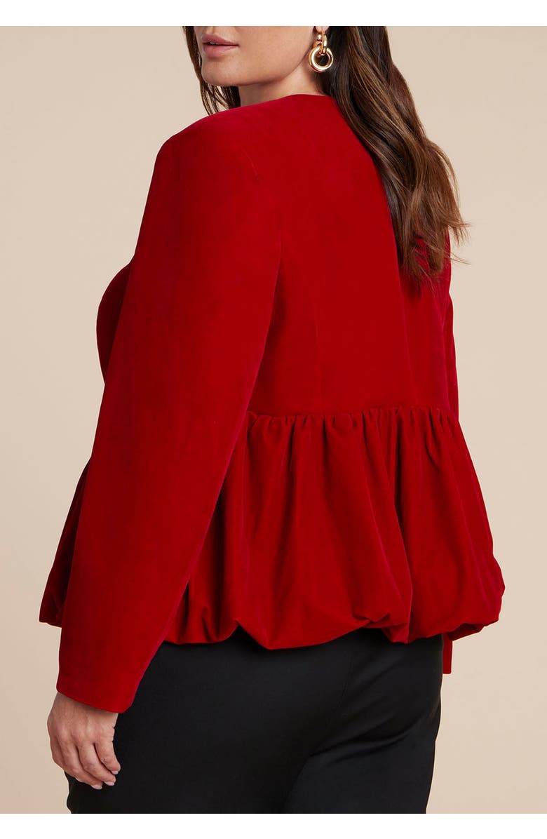 ELOQUII Velvet Peplum Bubble Hem Jacket, Alternate, color, 