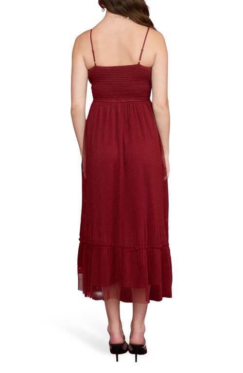Blu Pepper Empire Waist Mesh Midi Dress In Brown