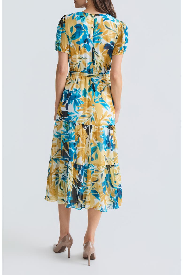 Floral Tiered Midi Dress, Alternate, color, BUTTERSCOTCH MULTI