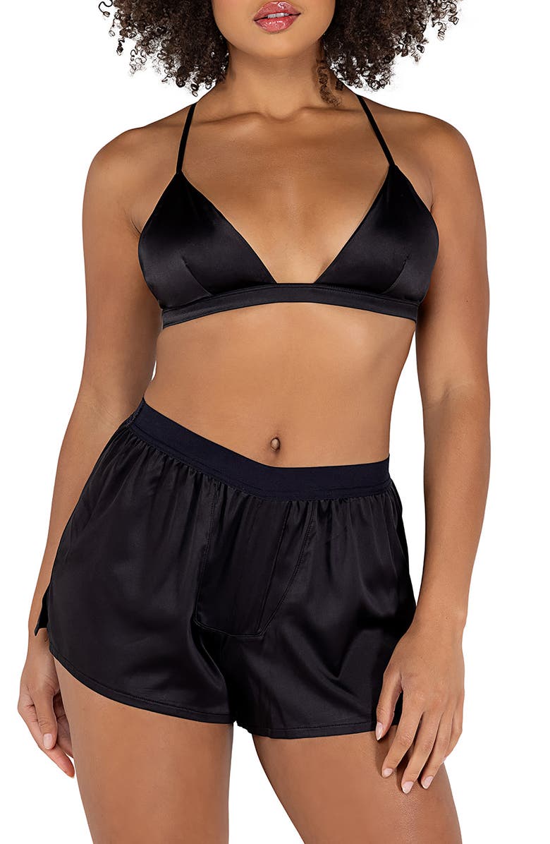 Roma Confidential Satin Bralette & Shorts Set, Main, color, 