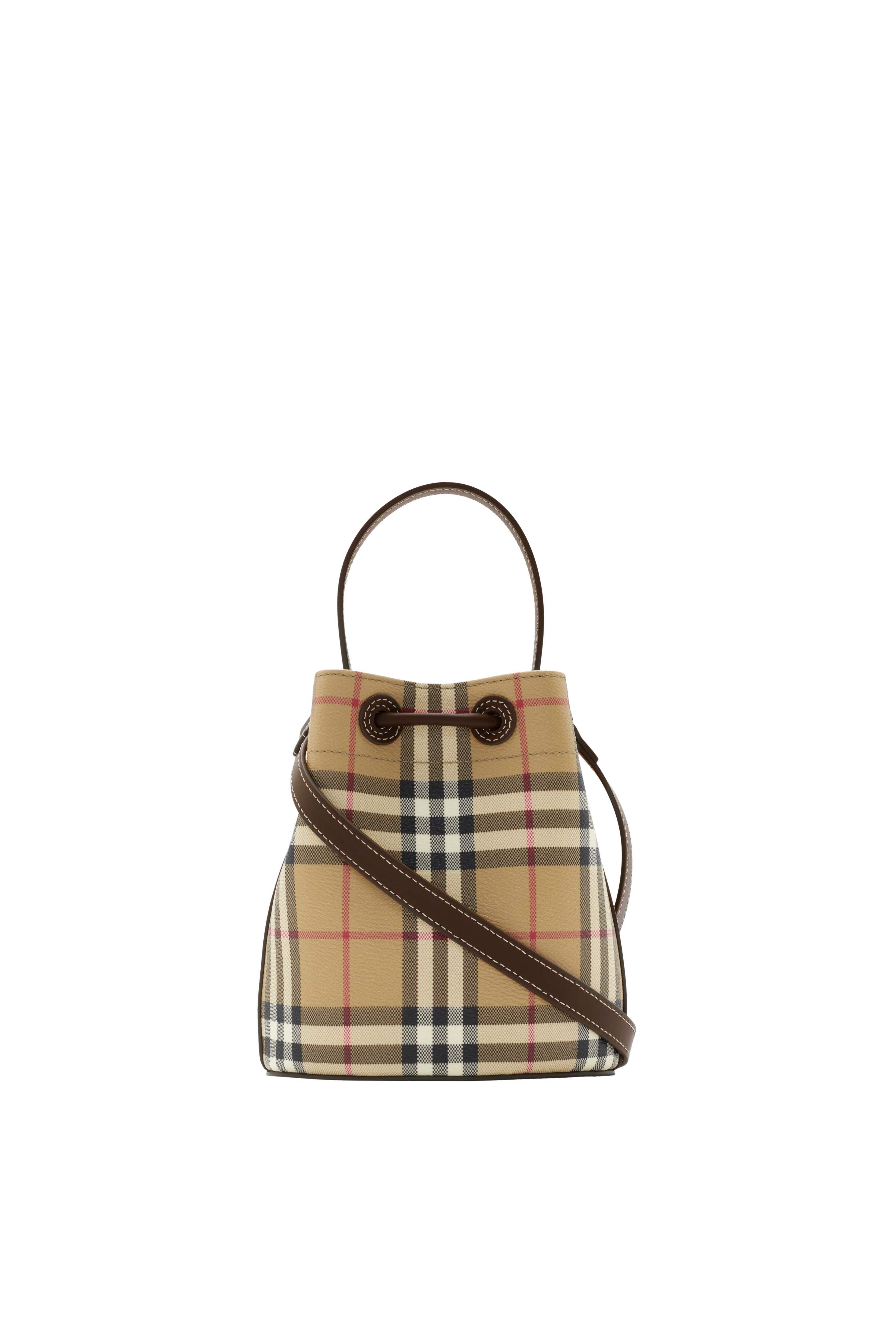 Burberry Mini Check Bucket Bag, Alternate, color, 