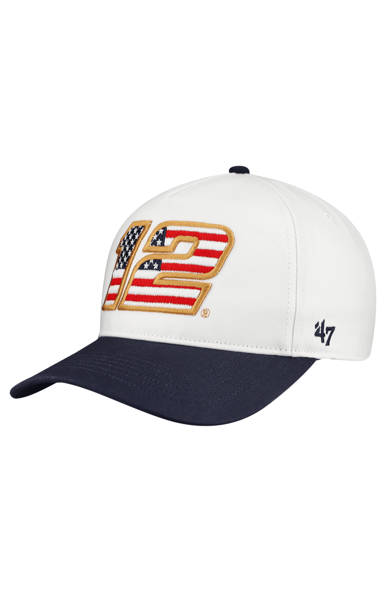 '47 Men's '47 White Ryan Blaney Flag Fill Two-Tone Team Adjustable Hitch Hat, Main, color, White