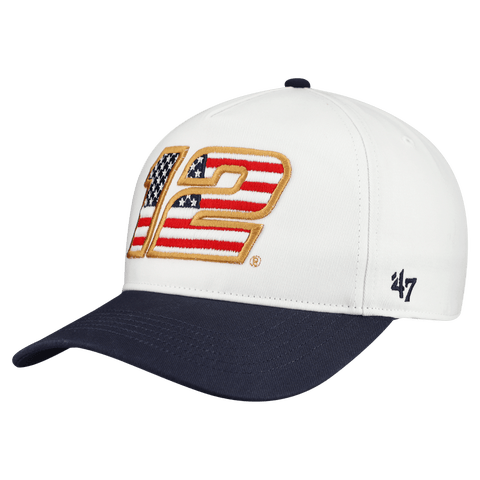 Men's '47 White Ryan Blaney Flag Fill Two-Tone Team Adjustable Hitch Hat