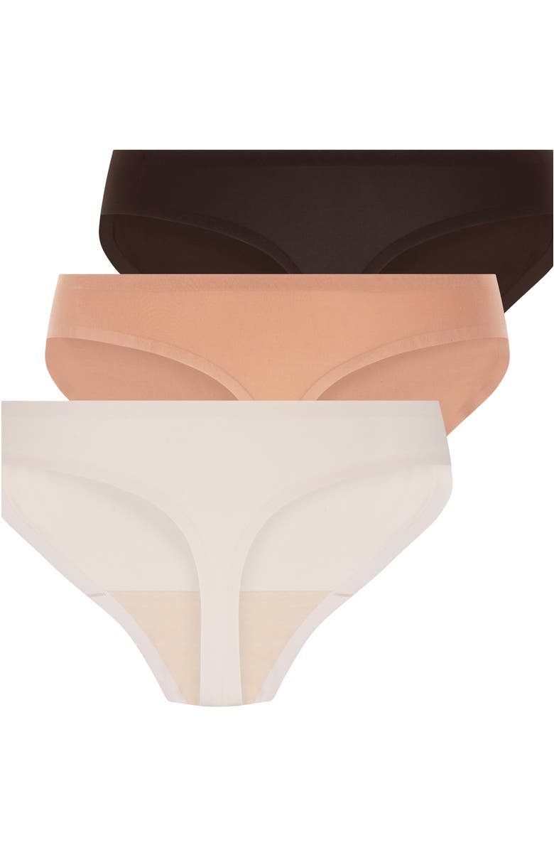 Hunkemöller 3-pack invisible thongs, Alternate, color, Brown