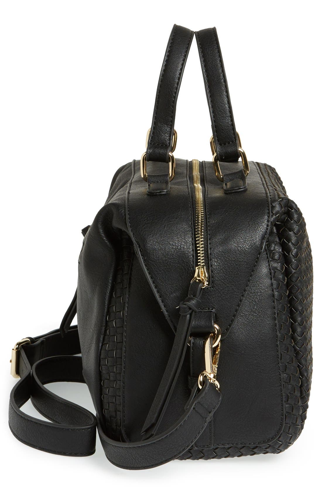 Sole Society 'Paxley' Woven Faux Leather Satchel, Alternate, color, 