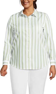 Lands' End Plus Size No Iron Button Front Shirt