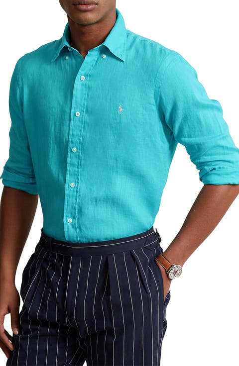 Solid Linen Button-Down Shirt