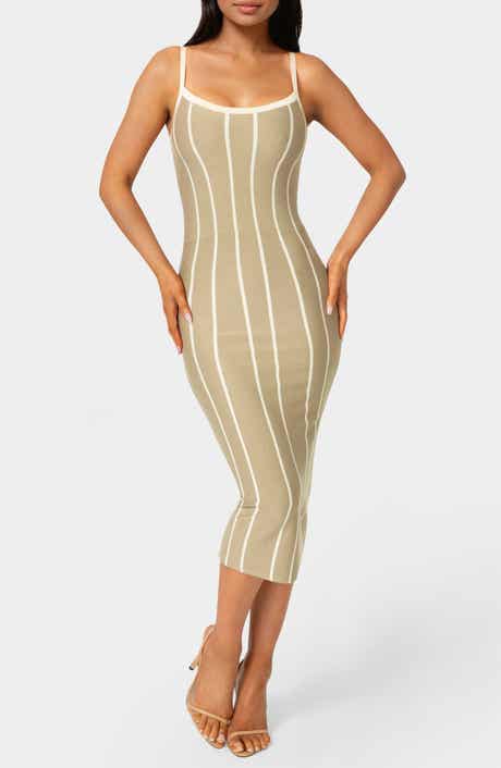 bebe Stripe Sleeveless Body-Con Dress