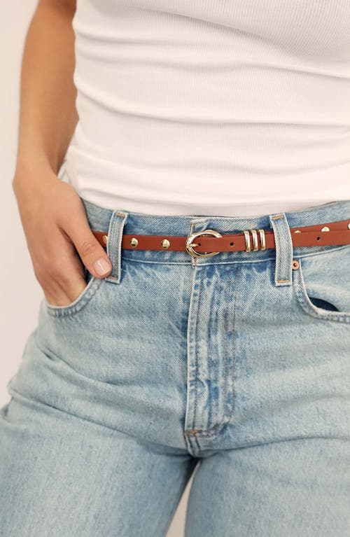 Ettika Skinny Studded Leather Belt In Brown